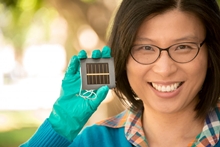 Dr. Anita Ho-Baillie, a Senior Research Fellow at the Australian Centre for Advanced Photovoltaics at UNSW, with the new perovskite cell / Rob Largent/University of New South Wales